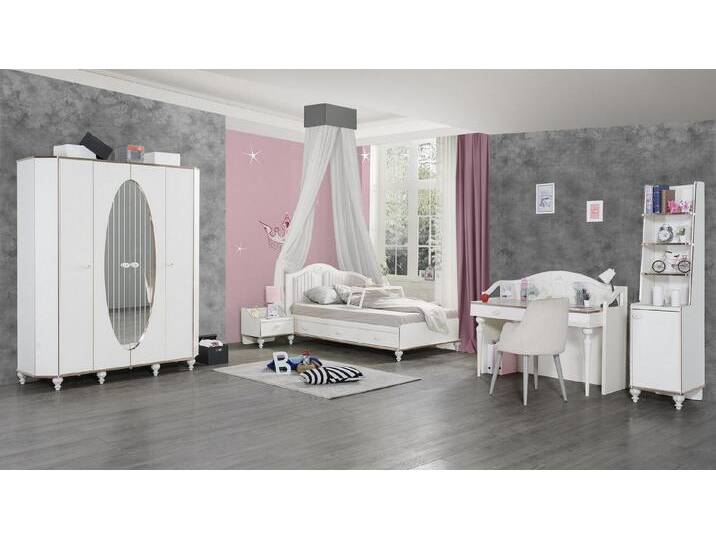 JVmoebel Jugendzimmer-Set Jugendzimmer Set 5tlg. Bett Nachttisch Schreibtisch Kinderbett, (5-tlg., 1xBett+1xNachttisch+1xKleiderschrank+1xSchreibtisch+1xBüecherregal) von OTTO