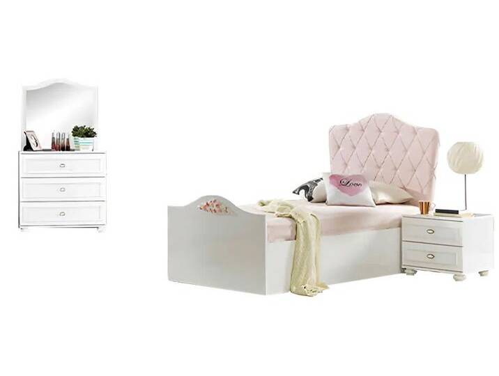 JVmoebel Jugendzimmer-Set Kindermöbel Kinderbett Nachttisch Holz Kommode 3tlg Weiß Kinderzimmer, (3-tlg., Jugendzimmer-Set 3 tlg), Made in Europa von OTTO