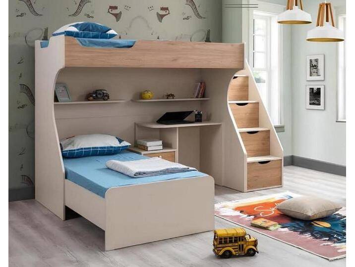 JVmoebel Jugendzimmer-Set Kinderzimmer Möbelset aus Holz in Braun mit Bett, Nachttisch, (3-tlg., Kinderbett, Nachttisch, Schreibtisch), Made in Europe von OTTO