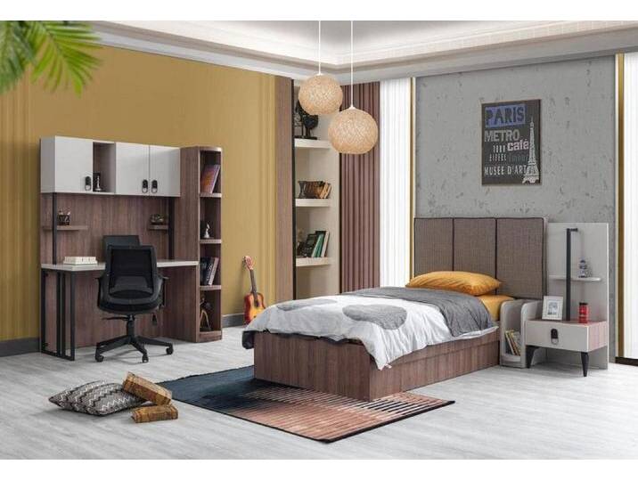 JVmoebel Jugendzimmer-Set Kinderzimmer Set Bett Nachttisch Schreibtisch Bücherregal Modern, (4tlg.Set(Kinderbett+Nachttisch+Schreibtisch+Buecherregal) von OTTO
