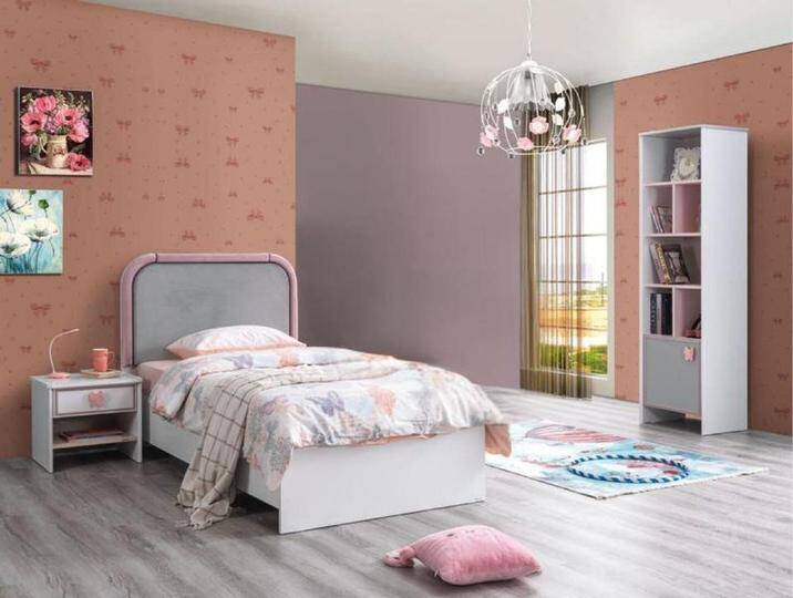 JVmoebel Jugendzimmer-Set Kinderzimmer Set: Bett, Nachttisch, Bücherregal, Weiß, Holz, Modern, (3-tlg., Kinderbett, Nachttisch, Buecherregal) von OTTO