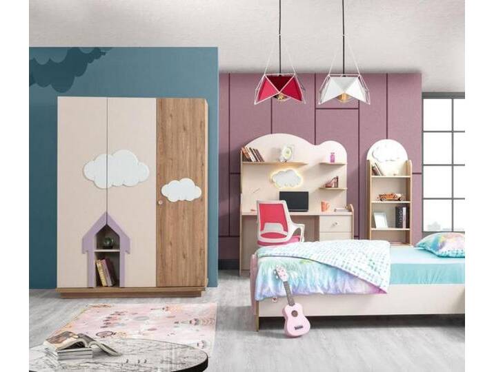 JVmoebel Jugendzimmer-Set Kleiderschrank Holz Rosa für Kinderzimmer mit Schreibtisch Möbel, (Kleiderschrank, Schreibtisch), Made in Europe, rosa von OTTO
