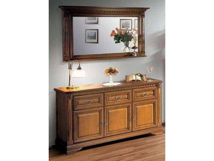 JVmoebel Kombikommode Sideboard mit Spiegel Vorratsschrank Anrichte Wandspiegel Klassisches (2 St., Sideboard mit Spiegel), Made in Europa, braun von OTTO