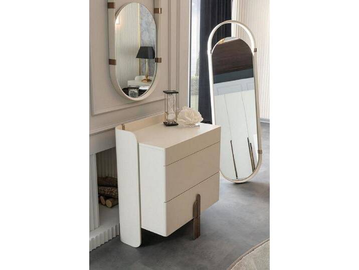 JVmoebel Kommode 2x Spiegel Ganzkörperspiegel Wandspiegel Schrank Edelstahl modern (3 St., Kommode + 2x Spiegele), Made in Europa, beige von OTTO