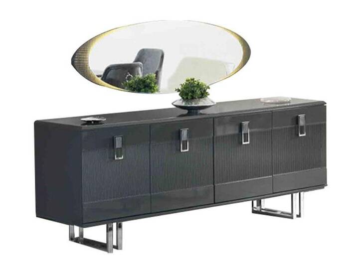 JVmoebel Kommode Anrichte Schrank Sideboard Esszimmer Grau Tisch Luxus Spiegel Design (2 St., Sideboard + Spiegel), Made in Europa, grau von OTTO