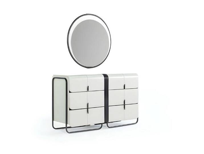 JVmoebel Kommode Kommode mit Spiegel 2tlg Set Holz Weiß Frisierkommode Schrank (Kommode, Spiegel), Made in Europe, weiß von OTTO