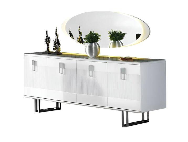 JVmoebel Kommode Sideboard mit Spiegel Anrichte Schrank Kommode Esszimmer Weiß Tisch (2 St., Sideboard + Spiegel), Made in Europa, weiß von OTTO