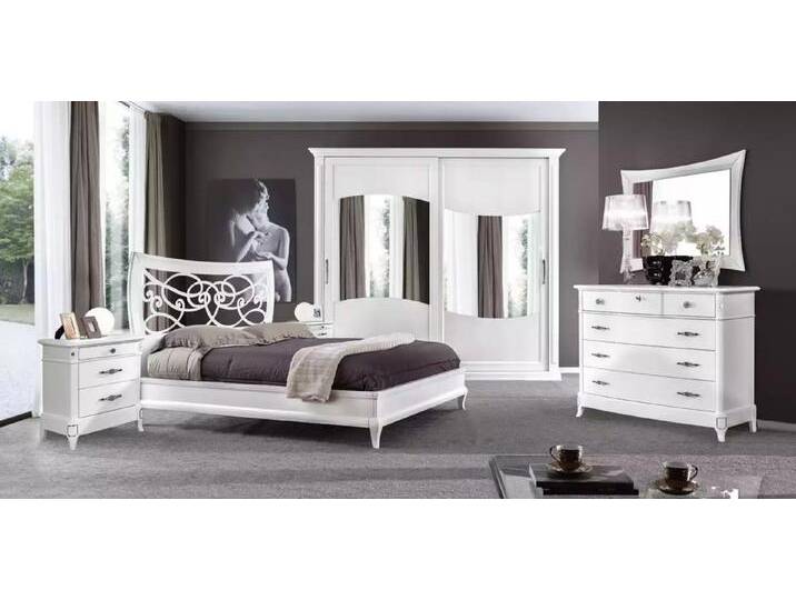 JVmoebel Komplettschlafzimmer Komplettes Schlafzimmer-Set mit Bett, Kleiderschrank und Nachttischen, (6-tlg., 1x Bett + 2x Nachttische + 1x Kommode + 1x Spiegel + 1x Kleiderschrank) von OTTO