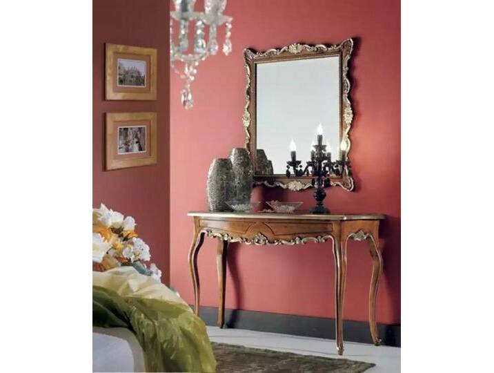 JVmoebel Konsolentisch Kosmetiktisch Set mit Spiegel - 2-teiliges Design Möbelstück (2-St., 1x Konsole + 1x Spiegel), Made in Europa, braun von OTTO