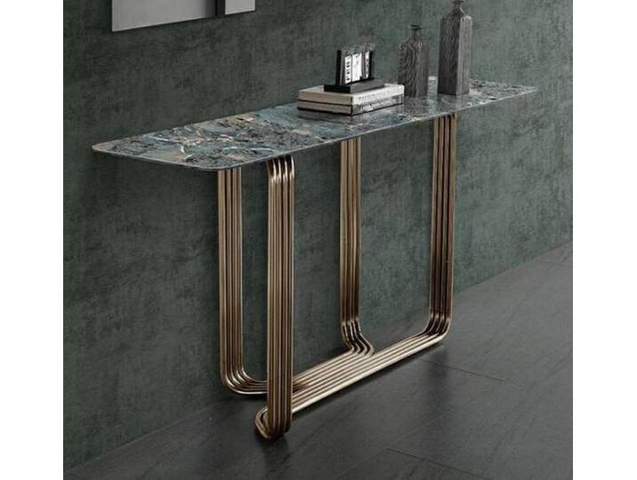 JVmoebel Konsolentisch Moderner Luxus Konsolentisch aus Holz in Grau mit Edelstahlakzenten (1-St., Konsolentisch), Made in Europa, goldfarben grau von OTTO
