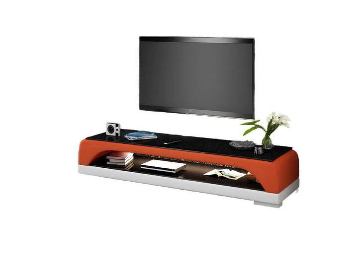 JVmoebel Lowboard RTV TV SIDEBOARD LEDER GLAS TISCH FERNSEH SCHRANK TISCH DESIGNER (Sideboard), Made in Europa von OTTO
