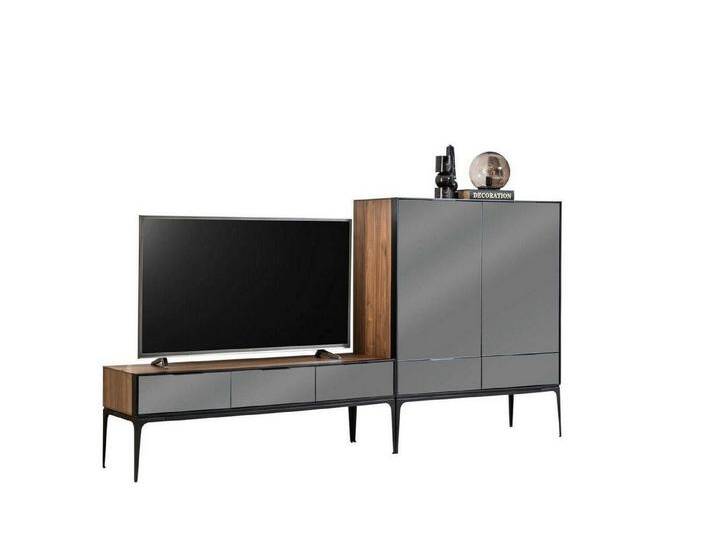 JVmoebel Mediawand Wohnzimmer Fernseher Lowboard mit Highboard RTV set Wohnwand Neu (2 St., 1x Seitenschrank + 1x TV-Ständer), Made in Europa von OTTO