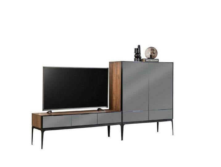 JVmoebel Mediawand Wohnzimmer Fernseher Lowboard mit Highboard RTV set Wohnwand Neu (2 St., 1x Seitenschrank + 1x TV-Ständer), Made in Europa von OTTO
