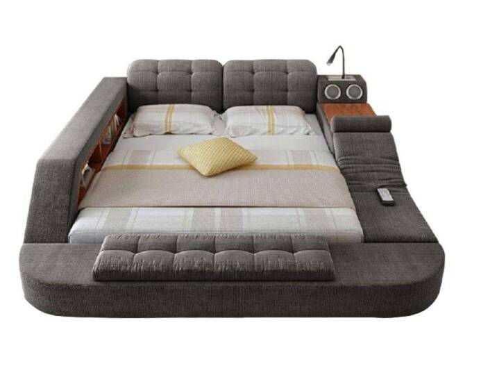 JVmoebel Multimediabett Design Bett Leder Polster Betten Hotel Massage Funktion Multifunktion (1-tlg), Made in Europa, grau, 200 x 200 cm von OTTO