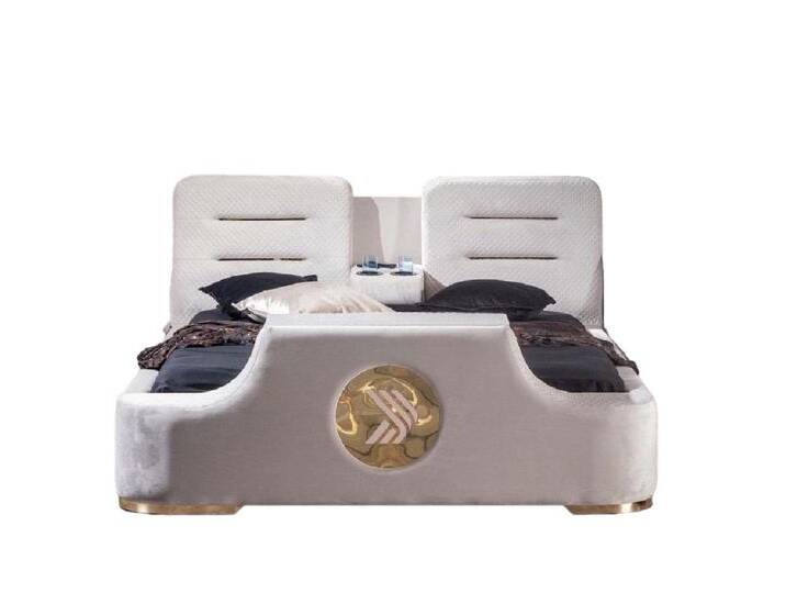 JVmoebel Multimediabett Doppelbett Modern Luxus Hocker Multifunktion Design Polster Samt Neu, Made in Europa, weiß, 180 x 200 cm von OTTO