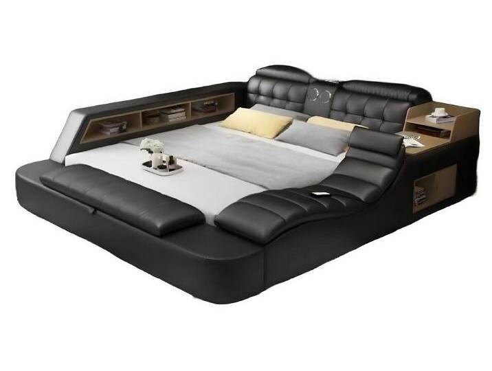 JVmoebel Multimediabett Doppelbett Polsterbett Schlafzimmer 180x200cm Multifunktion Bett (1-tlg), Made in Europa, schwarz, 180 x 200 cm von OTTO