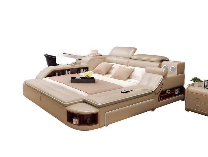 JVmoebel Multimediabett Multifunktion Bett Moderne Hotel Betten Doppelbett USB Sound 180x200 (1-tlg., 1x Bett), Made in Europa, beige von OTTO