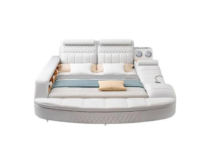 JVmoebel Multimediabett Multifunktion Doppelbett Betten Ehebett Polsterbett Schlafzimmer (1-tlg), Made in Europa, weiß, 160 x 200 cm, Weiß von OTTO