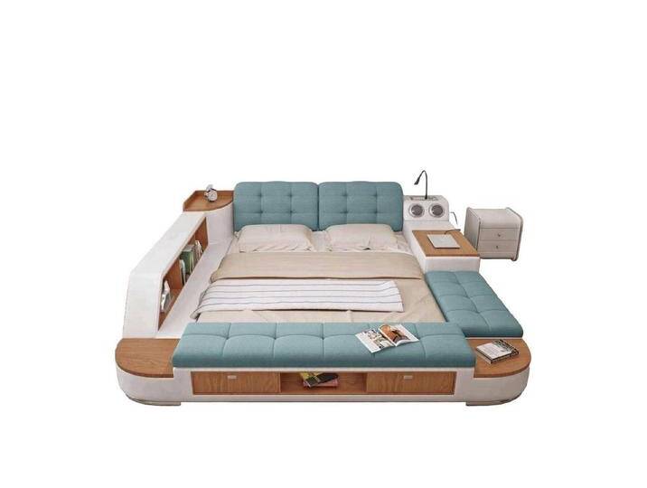 JVmoebel Multimediabett Polster 180x200 Multifunktion Regal USB Liege Design Bett (1-tlg), Made in Europa, blau, 160 x 200 cm, Türkis von OTTO