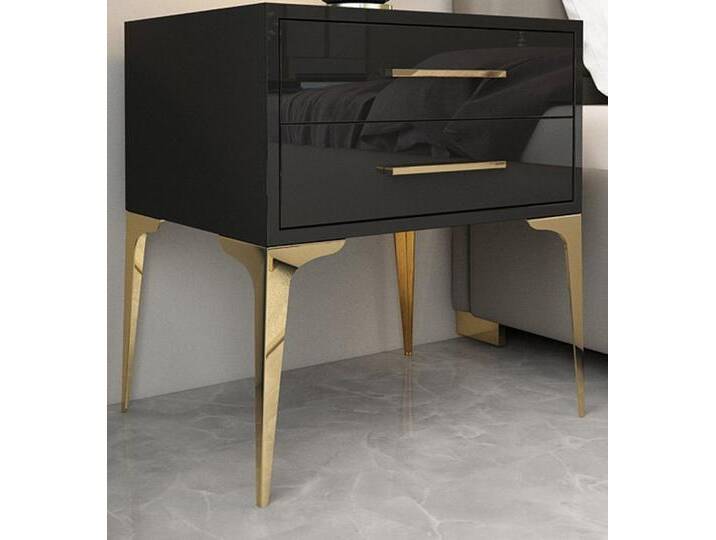 JVmoebel Nachttisch Design Nacht Tisch Konsole Beistell Schlaf Zimmer Metall Glanz Tische (Nachttisch), Made in Europa, schwarz von OTTO