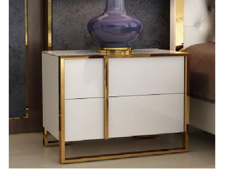 JVmoebel Nachttisch Design Nacht Tisch Konsole Metall Glanz Tische Konsolen Schlafzimmer, Made in Europa, weiß von OTTO