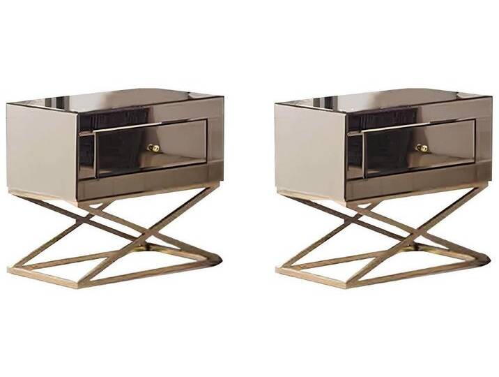 JVmoebel Nachttisch Goldene 2x Nachtschränke Schlafzimmer Designer Holz Nachttische 2tlg (2-St., Gruppe 2tlg Nachttische), Made in Europa, goldfarben von OTTO