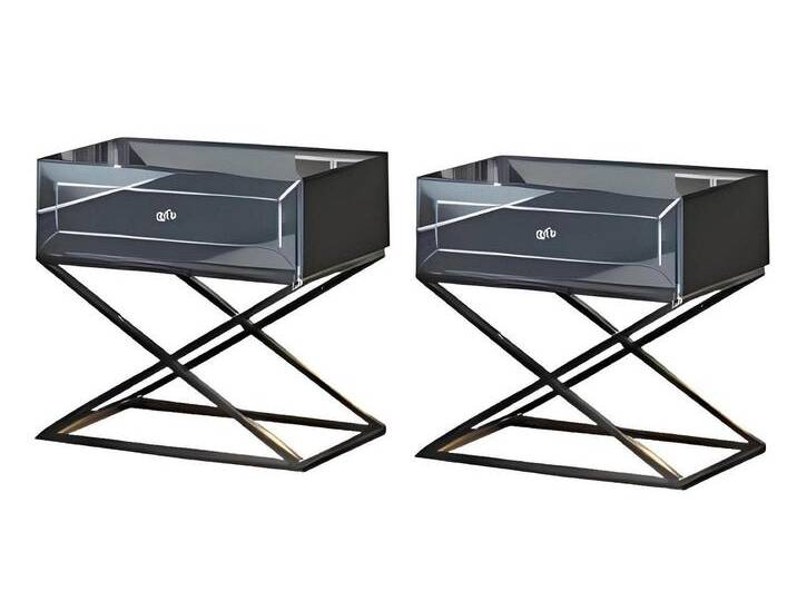 JVmoebel Nachttisch Graue 2x Schlafzimmer Nachttische Designer Holz Nachtkästchen 2tlg Set (2-St., 2x Nachttische), Made in Europa, grau von OTTO