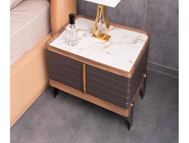 JVmoebel Nachttisch Moderne Nachtschrank Nachtkommode Beistelltisch Edelstahl Weiß Grau (1-St., Nachttisch), Made in Europa, grau von OTTO
