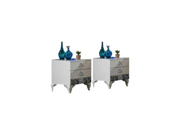JVmoebel Nachttisch Nachttische Nachtkommoden Weiß Set Tisch Schlafzimmer 2tlg (2-St., 2x Nachttische), Made in Europa, weiß von OTTO