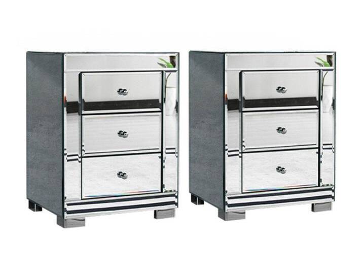 JVmoebel Nachttisch Schlafzimmer Silber 2x Nachttische Designer Nachtkommoden Möbel 2tlg (2x Nachttische), Made in Europa, silberfarben von OTTO