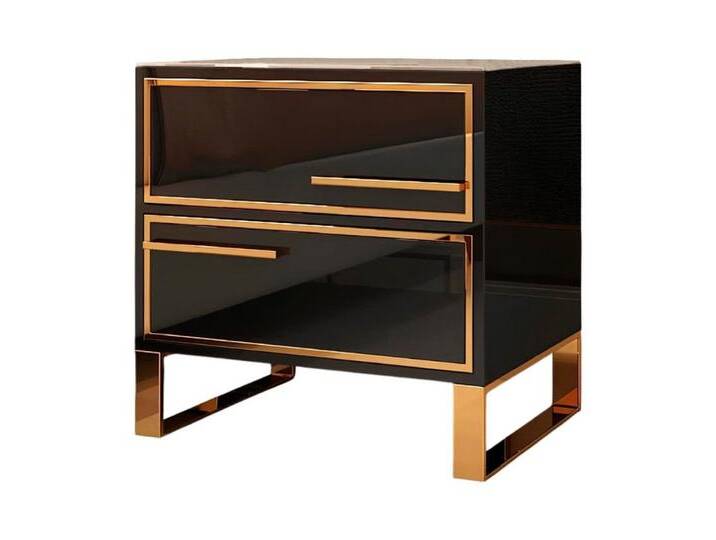 JVmoebel Nachttisch Tisch Schlaf Zimmer Beistell Metall Glanz Tische (Nachttisch), Made in Europa, schwarz, Schwarz von OTTO