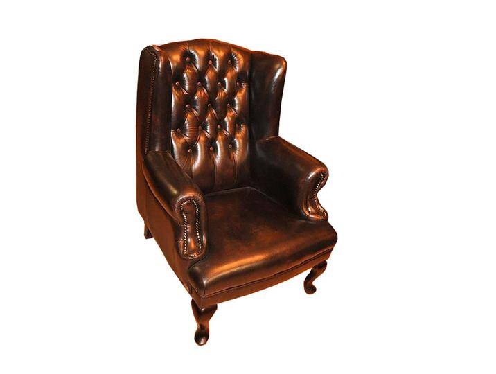 JVmoebel Ohrensessel Großer König Ohrensessel Chesterfield Leder Stoff Sessel Sofa Couch, Made in Europa, braun, Premium Kunstleder von OTTO