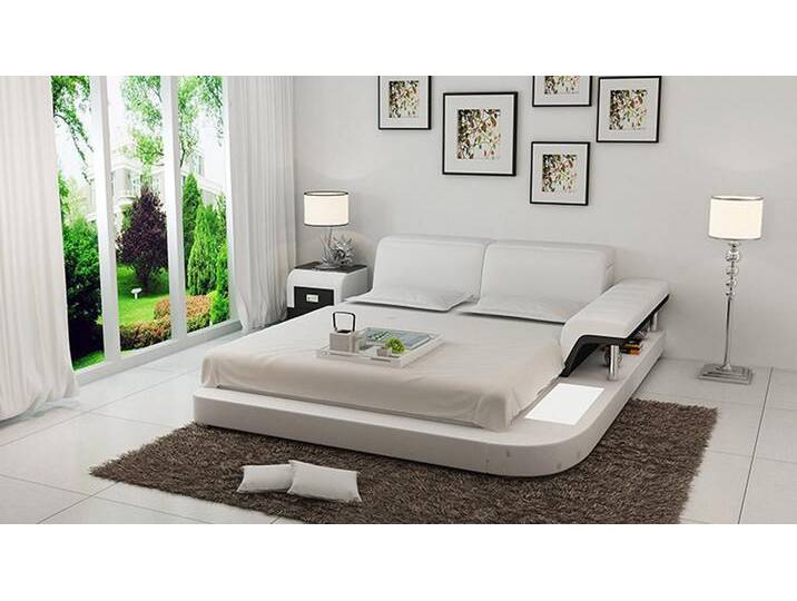 JVmoebel Polsterbett Design Bett XXL Big Betten Leder Hotel Polster Multifunktion (Bett), Made in Europa, weiß, Weiß von OTTO