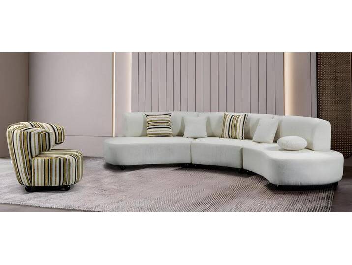 JVmoebel Polstergarnitur Beige Wohnlandschaft Oval Couch Polster Garnitur Big Sofa Sessel, (2-tlg., Sofa 5 Sitzer, Sessel), Made in Europe, beige von OTTO