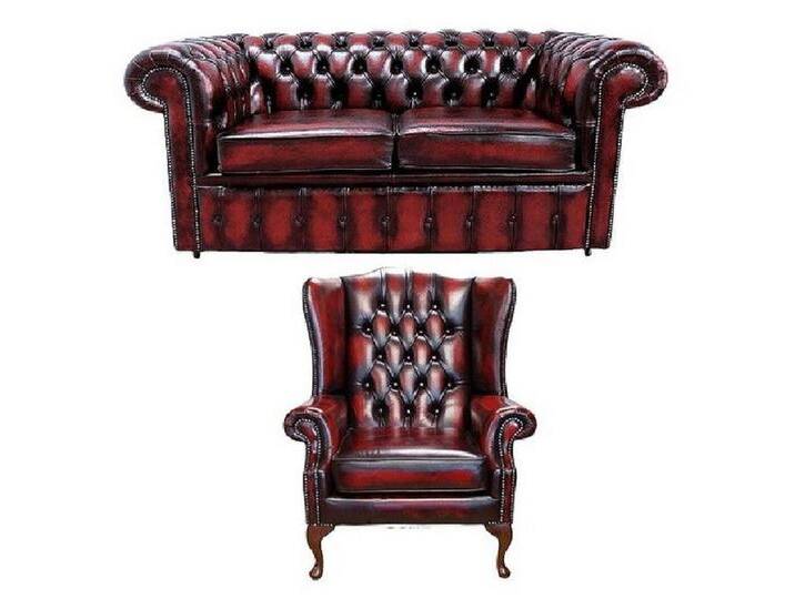 JVmoebel Polstergarnitur Chesterfield Design Sofagarnitur Ohrensessel Sofa Couch Set Polster, (2-tlg., Chesterfield 2 Sitzer + Ohrensessel) von OTTO