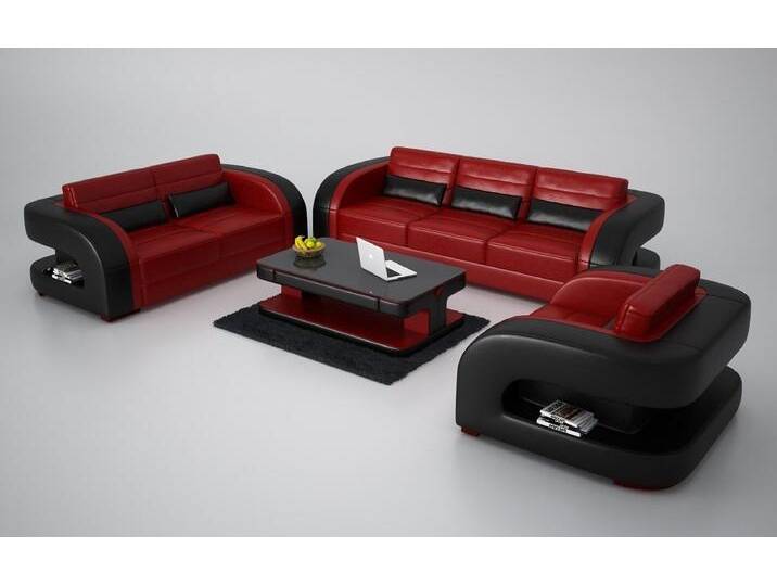 JVmoebel Polstergarnitur Elegantes 3er und 2er Sofa Set aus Leder für das Wohnzimmer, (3+2 Sitzer. Ohne Sessel und Couchtisch), Made in Europa, rot von OTTO