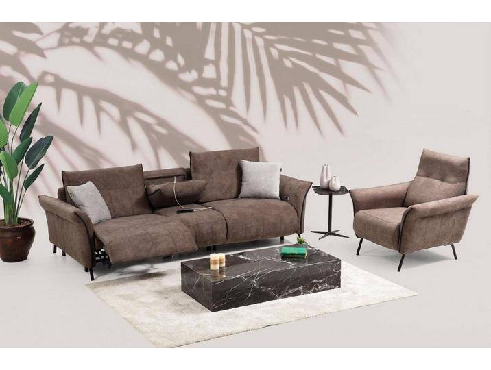 JVmoebel Sofa Elegantes Viersitzer Sofa mit Designer Sessel – Modernes Möbelset, 2 Teile, Made in Europa, braun von OTTO