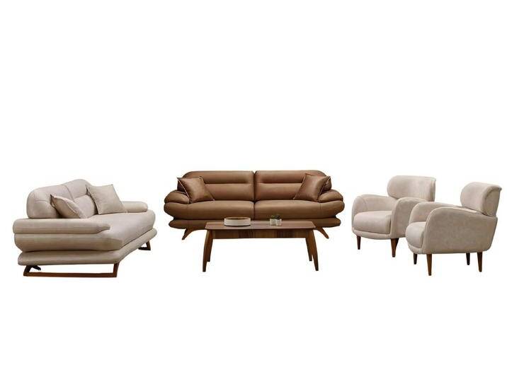 JVmoebel Polstergarnitur Moderne weiße Sofagarnitur aus Kunstleder mit Sessel und Zweisitzer, (4-tlg., Sofas 2x, 2x Sessel), Made in Europe, weiß von OTTO