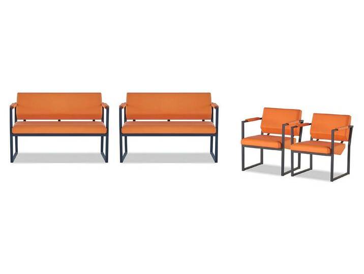 JVmoebel Polstergarnitur Orange Büro Zweisitzer Luxuriöse Kunstleder 2x Sessel 4tlg Garnitur, (Arbeitszimmer-Set 4tlg (2x 2-Sitzer + 2x Sessel) von OTTO