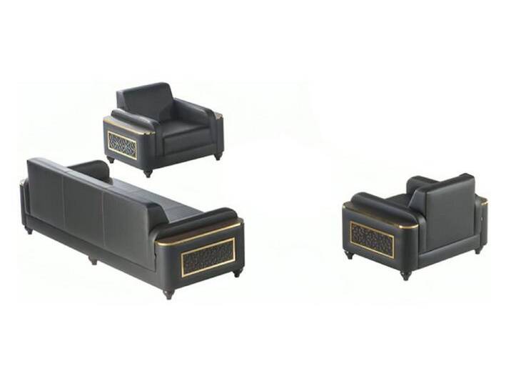 JVmoebel Polstergarnitur Sofa-Set 3tlg 3-Sitzer 2x Sessel Schwarz Farbe Wohnzimmer, (Wohnzimmer-Set 3tlg (3-Sitzer + 2x Sessel), Made in Europa von OTTO
