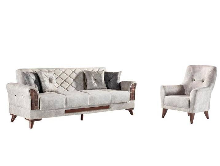 JVmoebel Polstergarnitur Sofagarnitur Polster Couchen Möbel Set 2tlg 3-Sitzer Sofa Sessel Grau, (2 tlg.WOHNZIMMER SET (3 SITZER SOFA + SESSEL) von OTTO