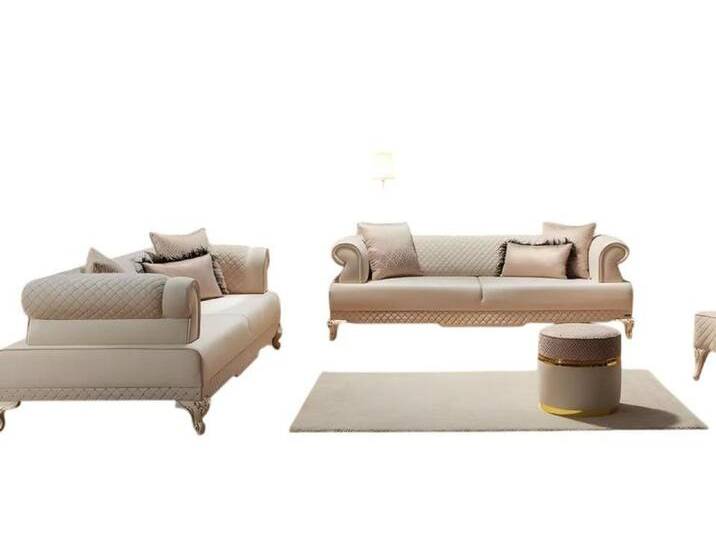 JVmoebel Polstergarnitur Stoffsofa Garnitur 2tlg Beige Dreisitzer Zweisitzer Polstersofa, (2-tlg., Dreisitzer, Zweisitzer), Made in Europe, beige von OTTO