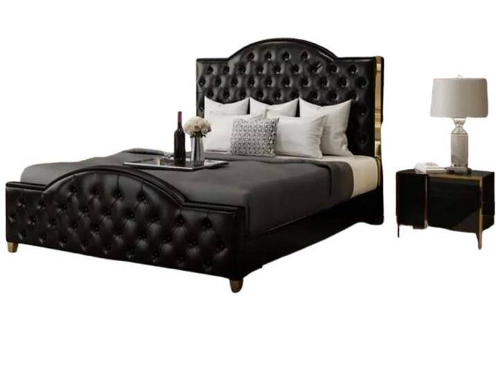 JVmoebel Schlafzimmer-Set Bett 2x Nachttisch 3 tlg Schlafzimmer Set Möbel Modern Luxus Sofort, (3-tlg., Bett + 2x Nachttische), Made in Europa von OTTO