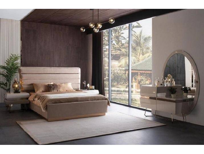 JVmoebel Schlafzimmer-Set Bett 2x Nachttische Kommode mit groß Spiegel Schlafzimmer Set Komplett, (5-tlg., 5tlg. Schlafzimmer Set (Bett + 2x Nachttische + Kommode + Spiegel) von OTTO