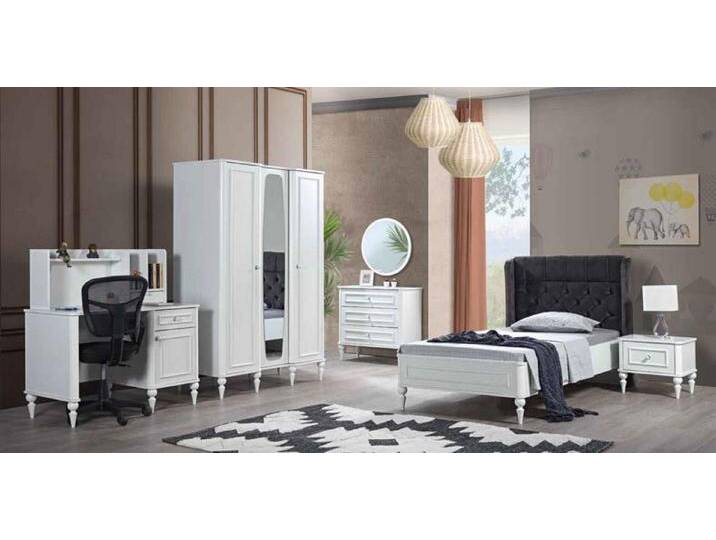 JVmoebel Schlafzimmer-Set Bett Nachttisch Kleiderschrank Kommode Spiegel Set 6tlg, Made in Europa, weiß JVmoebel Schlafzimmer-Set Bett Nachttisch Kleiderschrank Kommode Spiegel Set 6tlg, Made in Europa, weiß von OTTO