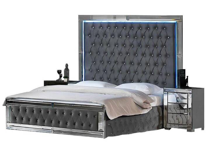 JVmoebel Schlafzimmer-Set Designer Chesterfield Doppelbett 2x Nachttische Schlafzimmer 3tlg Set, (Set 3tlg Schlafzimmer (Bett + 2x Nachttische) von OTTO