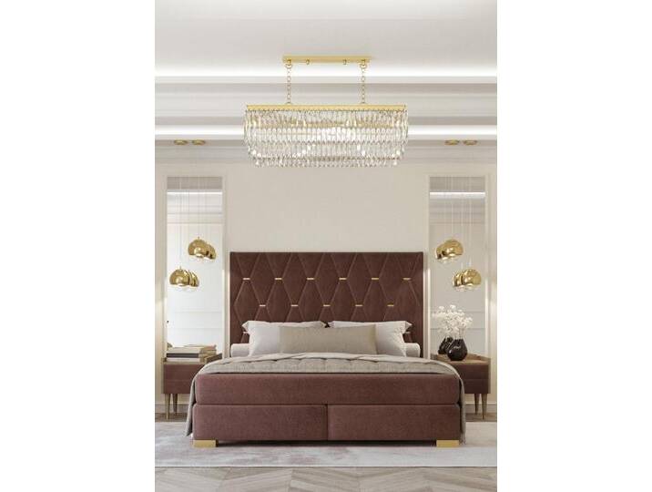 JVmoebel Schlafzimmer-Set Designer Edelstahlbett in Braun, großes Doppel-Textilbett 3tlg., (3-tlg., 1x Bett + 2x Nachttische), Made in Europa, braun von OTTO