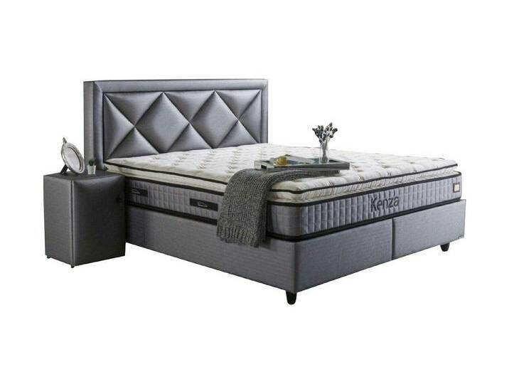JVmoebel Schlafzimmer-Set Edles Bett Nachttisch Möbel Matratze Schlafzimmer Bettgestell, (Bett, 2x Nachttich), Made in Europa, grau von OTTO