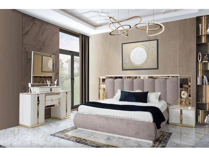 JVmoebel Schlafzimmer-Set Modern Bett mit 2 Nachttischen und Schminktisch Schlafzimmer Set 5tlg, (4-tlg., 4tlg. Schlafzimmer Set (Bett + 2x Nachttische + Schminktisch) von OTTO