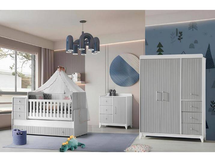 JVmoebel Komplettschlafzimmer Gemütliches Kinderzimmer-Set: Kommode, Kleiderschrank, Bett, (3-tlg., 1x Kinderbett + 1x Kleiderschrank + 1x Kommode) von OTTO